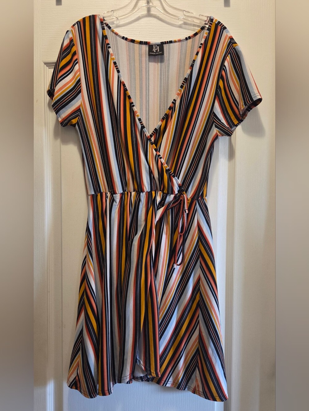 PI By Petite Striped Faux Wrap Mini Dress
